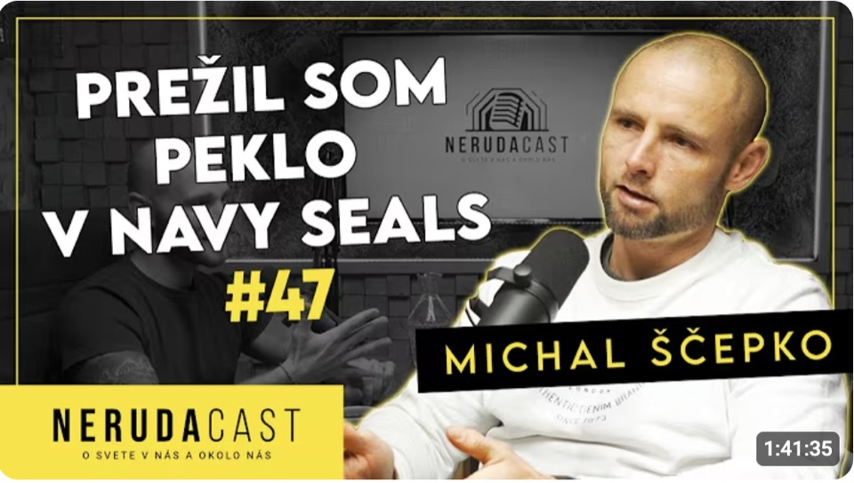 YouTube thumbnail rozhovoru Nerudacast s Michalom Ščepkom